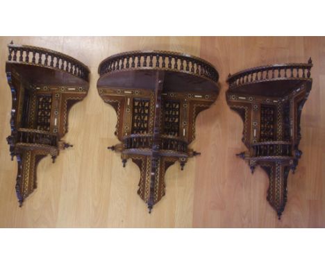 Antique style 3 part wall shelf 58cm high approx