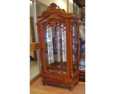 Antique style mirror backed display cabinet 87cm wide, 45cm deep, 202cm high