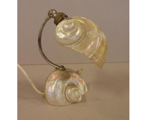 Art deco turban shell desk lamp (Turbo Marmoratus), 19.5cm high