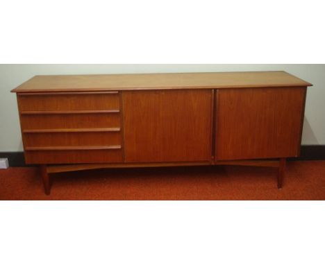 Retro 1970s sideboard with 4 drawers (the top with makers / sellers stamp dated 1974) and a 2 door cabinet with inside shelf,