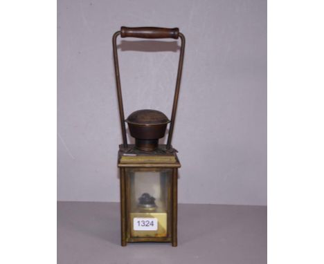 Antique European railway guard's oil lamp 34.5cm high