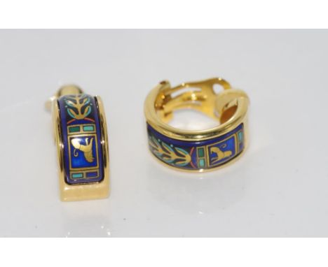 Designer M Frey Wille enamel clip on earrings