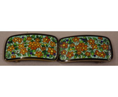 Vintage cloisonne floral buckle