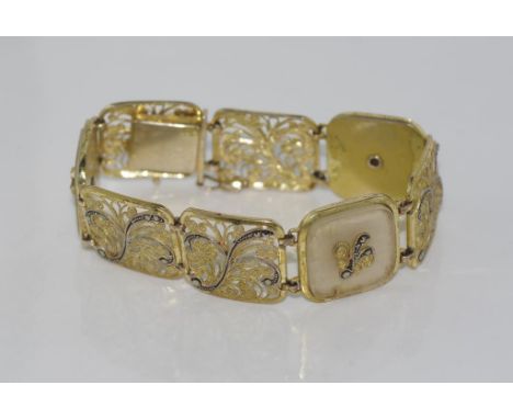 Vintage silver gilt filigree bracelet marked Sterling Germany