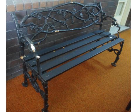 Cast iron garden bench with timber slats, 128cm wide