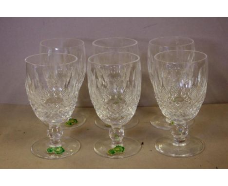 Six Waterford crystal white wine glasses Colleen pattern