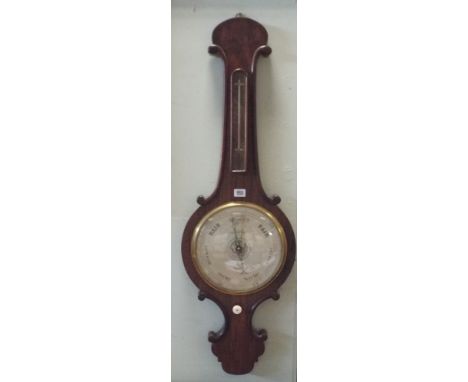 Late Regency banjo wall barometer in rosewood case 