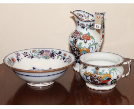 Victorian ironstone jug and basin set and companion chamber pot 