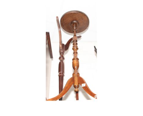 2 reproduction mahogany torcheres on pillar and tripod bases