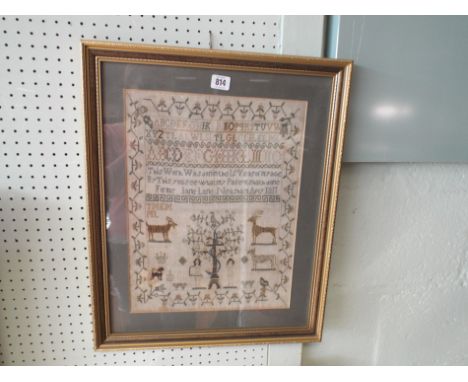 19th century sampler dated 1811, , sampler height 40cm 
