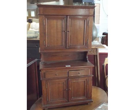 Miniature pitch pine model of a buffet sideboard dresser standing 70cm tall 