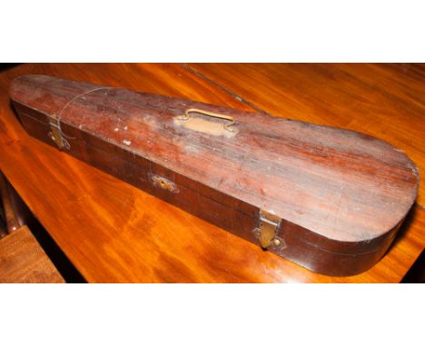 Violin with the usual Stradivarius label together with 2 bows in a rosewood case 