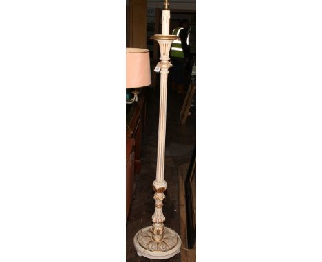 Cream and gilt decorative standard lamp 
