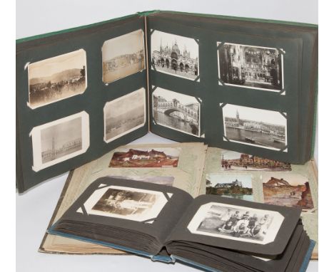 3 postcard albums of vintage cards, Foreign views, one album dedicated to the Great War Royal Navy interest etc. 