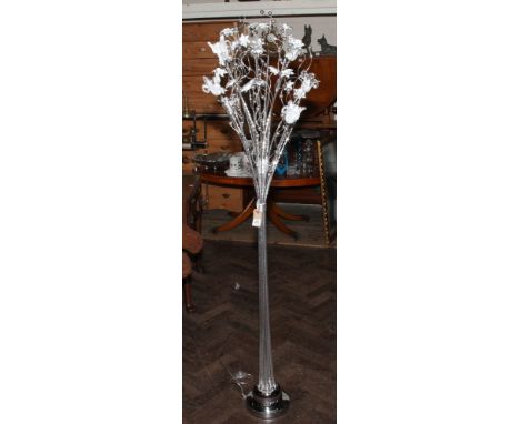 Decorative contemporary chrome flower effect LED floor standing lamp 