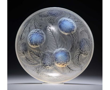 RENÉ LALIQUE (FRENCH, 1860-1945), A 'DAHLIAS' BOWL, DESIGNED 1921 opalescent, frosted and clear glass, moulded R Lalique Fran