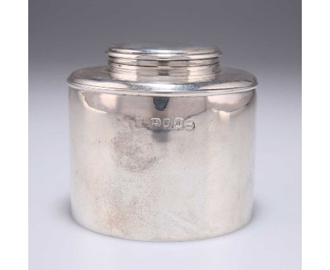 A GEORGE III SILVER TEA CADDY by Thomas Phipps, Edward Robinson &amp; James Phipps, London 1812, plain circular with screw co