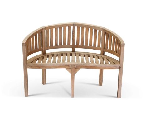 A TEAK GARDEN BENCH modern. 120cm wideIn generally very good condition. Ready to use.