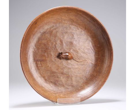 ROBERT THOMPSON OF KILBURN,  A MOUSEMAN OAK FRUIT BOWL first half 20th Century, circular, adzed inside and out, good colour, 