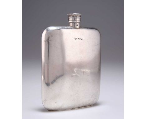 A GEORGE VI SILVER HIP FLASK by G &amp; J W Hawksley, Sheffield 1948, of large size. 14.2cm high, 6.4 troy ounces Generally g