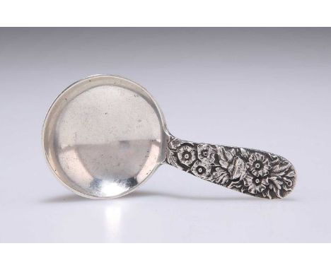 AN AMERICAN SILVER CADDY SPOON by S. Kirk &amp; Son Co. 8cm long. 0.74 troy ounces Good overall, wear and tear commensurate w