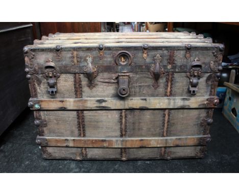 A 19th Century 'steamer' trunk, 87cm wide, from the recent BBC production of Poldark filmed in Bristol