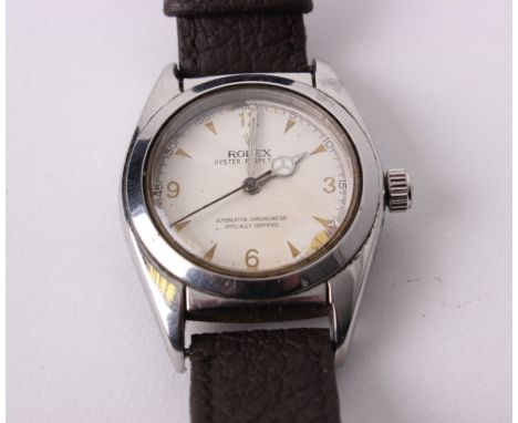 A 1950s Rolex Oyster perpetual superlative chronometer, automatic gentleman's wrist watch, 33mm stainless steel case with Ivo