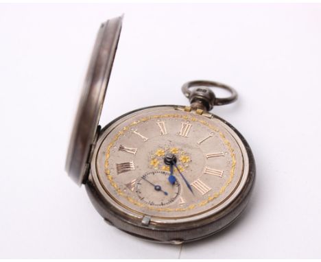 An Edwardian sterling silver open faced key wind pocket watch by Robert John Price, Chester 1903, silvered engine turned dial