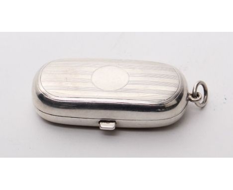 A sterling silver double sovereign holder, engine turned case with vacant cartouche, by Aaron Lufkin Dennison, Birmingham 193