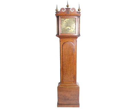 A Georgian oak eight day longcase clock, 'Rob Crouch' Downham', with a 10 inch brass dial, 207cm high 