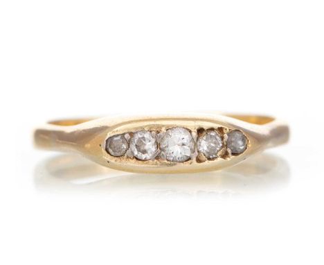 DIAMOND FIVE STONE RING set with five small diamonds, marked 18CT, size KQty: 3g