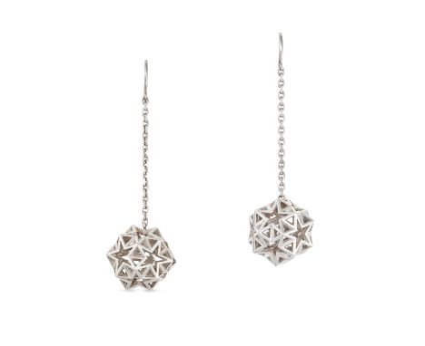 SOLANGE AZAGURY-PARTRIDGE, A PAIR OF LONE STAR DROP EARRINGS in 18ct white gold, each comprising a chain suspending a drop fo