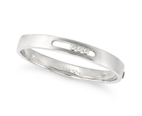MESSIKA, A DIAMOND MOVE BANGLE in 18ct white gold, the hinged bangle set with three moveable round brilliant cut diamonds,&nb