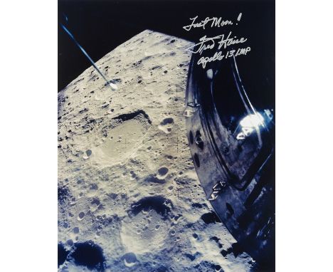 NO RESERVE Space.- Apollo 13.-  Just Moon!, chromogenic print on Kodak Royal Digital paper, signed by Fred Haise, [late 20th 