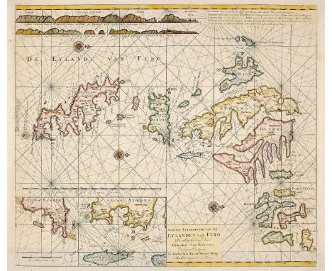 Faroe Islands.- North Atlantic.- Keulen (Gerard van) Nieuwe afteekening van de Eylanden van Fero, scarce sea chart of the Far