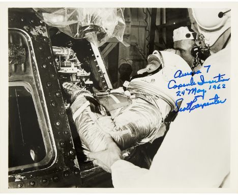 NO RESERVE Space.-  Mercury Astronauts.- Aurora 7 Capsule Insertion 24 May, 1962, signed by Scott Carpenter, n.d; and others 