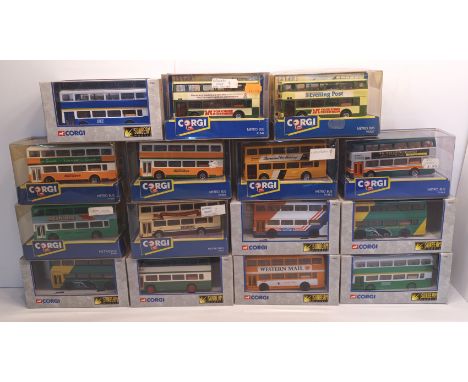 15 CORGI BOXED 91 SERIES BUSES INC GOLD RIDER, BRADFORD, STRATHAY, NOTTINGHAM &amp; YORKSHIRE RIDER