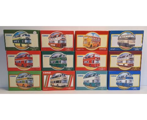12 CORGI BOXED YORKSHIRE RIDER SERIES BUSES INC LEEDS BRADFORD, HALIFAX, TODMORDEN, SUNDERLAND &amp; GREY GREEN
