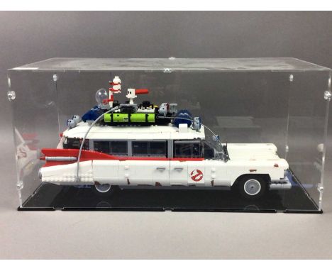 LEGO GHOSTBUSTERS,an Ecto-1 kit (item no. 6294064), assembled and displayed in perspex case