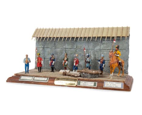 HAND MODELLED AND PAINTED 'MODEL SOLDIERS',three groups, Sergeants 16th Lancers Sikh Wars 1846 Hunting Expedition, British Em