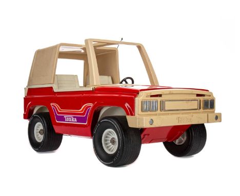 FOUR TONKA MODELS,comprising a tractor with trailer, digger, crane and jeep (4)