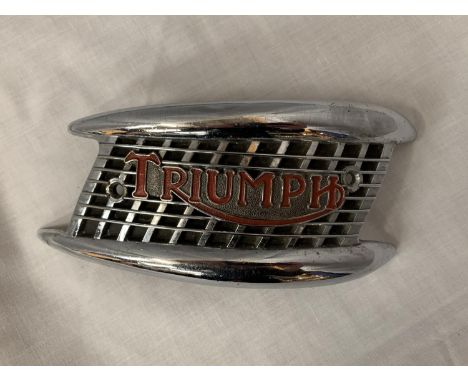 A VINTAGE TRIUMPH MOTORBIKE FUEL TANK BADGE