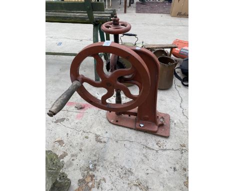 A VINTAGE COG DRIVEN PILLAR DRILL 