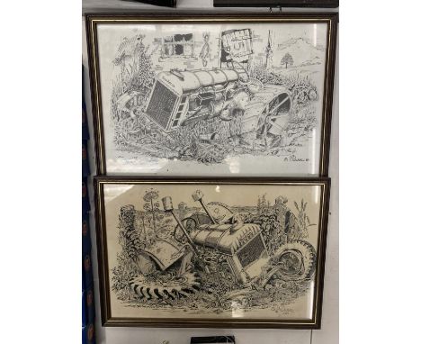 TWO FORDSON TRACTOR RELATED PRINTS SIGNED BY PWILFORD 