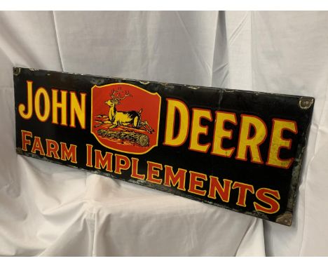 AN ENAMEL JOHN DEERE TRACTOR SIGN 