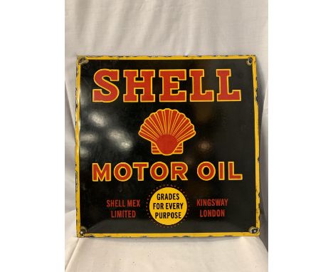 AN ENAMEL SHELL MOTOR OIL SIGN 