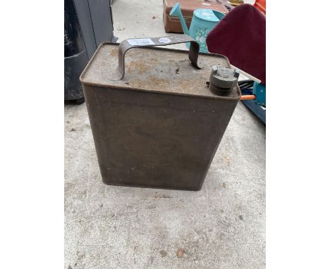 A VINTAGE FUEL CAN WITH BRASS CAP 