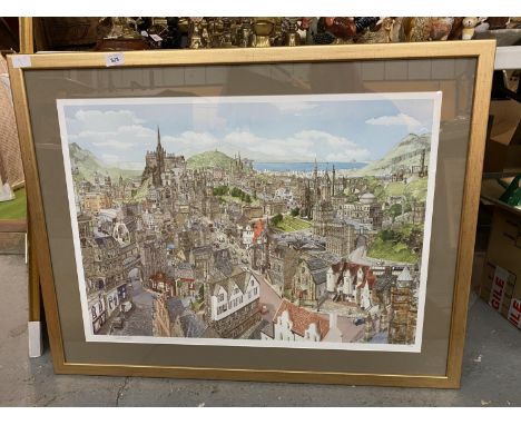 A FRAMED LIMITED EDITION 'MEMORIES OF EDINBURGH' PRINT BY STUART MOORE 427/1500 