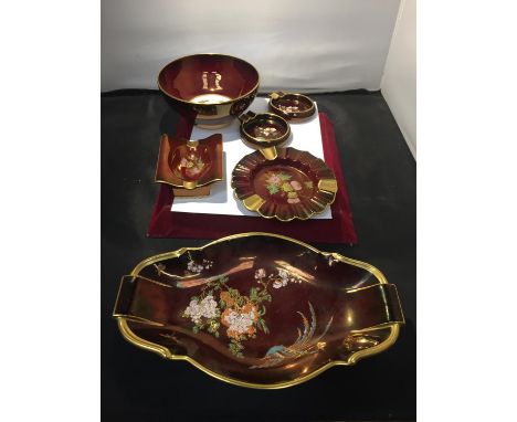 SIX PIECES OF CARLTONWARE ROUGE ROYALE TO INCLUDE  TRAY, BOWL ETC 