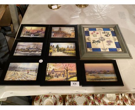 A COLLECTION OF SEVEN BLACK FRAMED PRINTS TO INCLUDE 'FOOTPATH AT SMITHILLS HALL', 'WINTER FIELDS NEAR ANGLEZARKE' BY BRIAN B